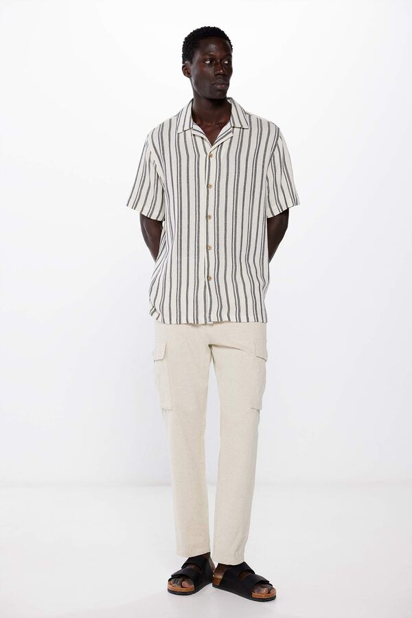 Springfield Camisa manga curta r&uacute;stica riscas azul