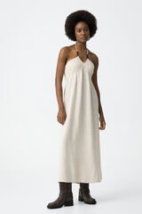 Tiffosi Vestido halter com linho cru