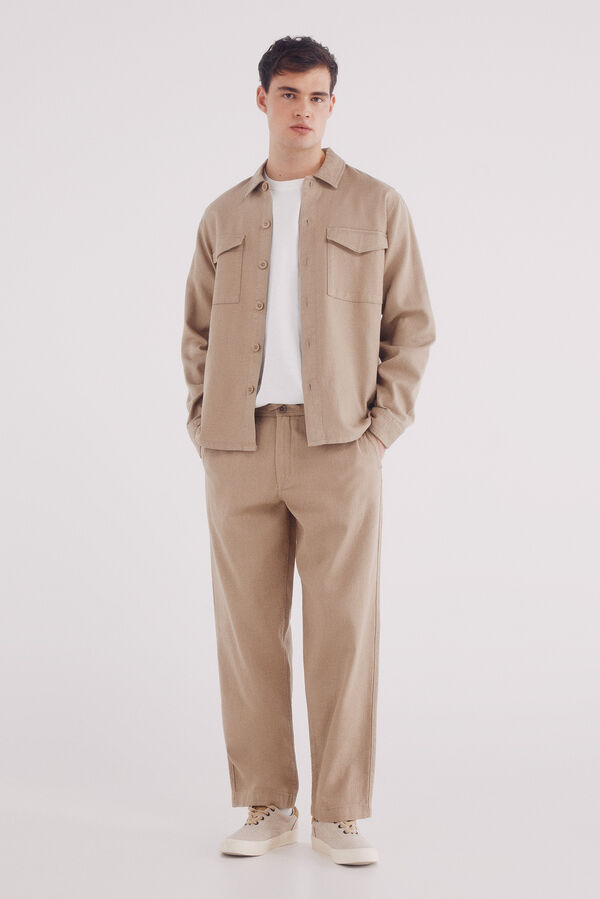 Springfield Pantalón dobby straight fit beige