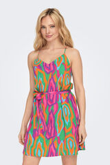 Only Vestido curto al&ccedil;as estampado verde