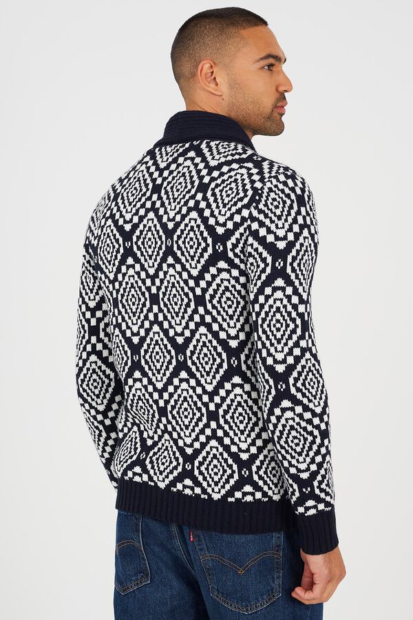 Brave Soul C&aacute;rdigan jacquard cuello en V marfil