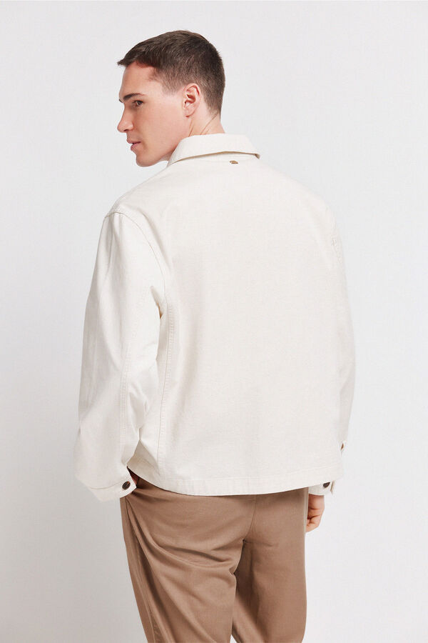 Springfield Sobrecamisa lino algod&oacute;n overshirt fit blanco