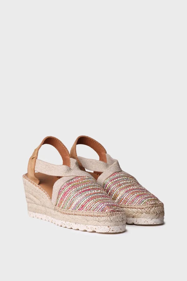 Toni Pons Espadrille meia cunha em r&aacute;fia multicolor branco