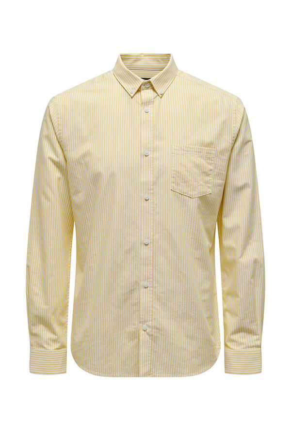 Only & Sons Camisa de manga comprida Oxford &agrave;s riscas estampado