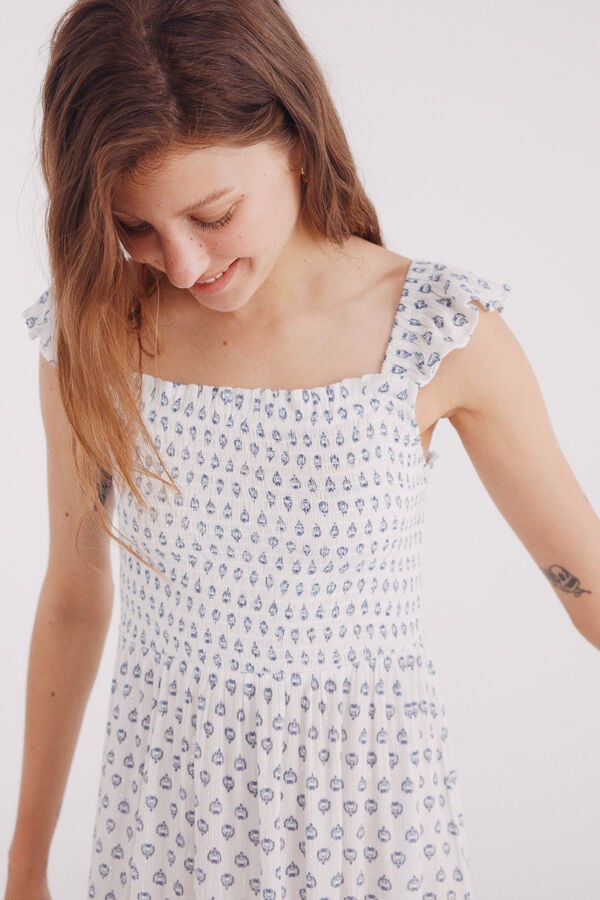 Springfield Vestido midi estilo bata com estampado de lurex bege