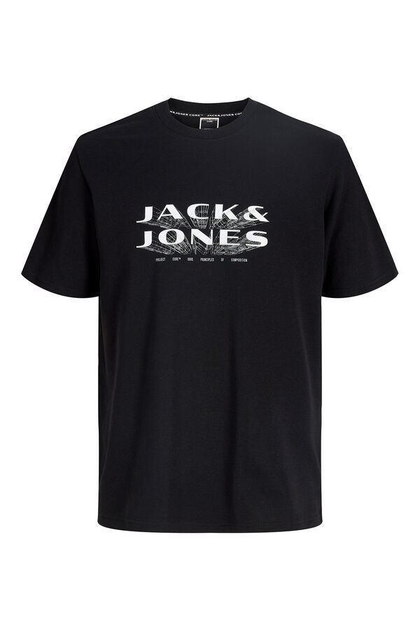 Jack & Jones T-shirt manga curta em algod&atilde;o preto