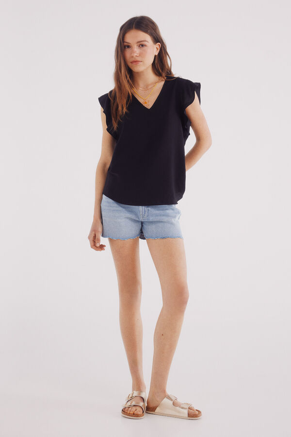 Springfield Blusa volantes negro
