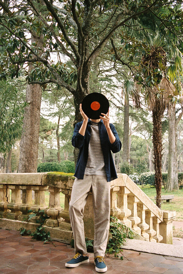 Springfield Camisa lino color azul