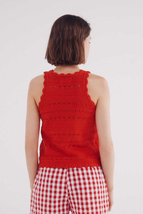 Springfield Top punto calados y ondas rojo