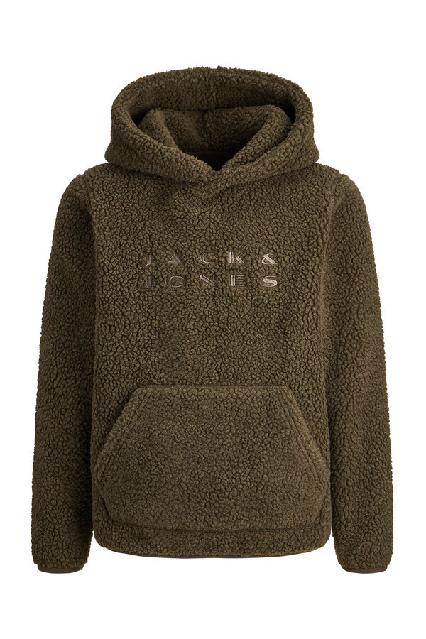 Jack & Jones Junior Sudadera Teddy con capucha verde