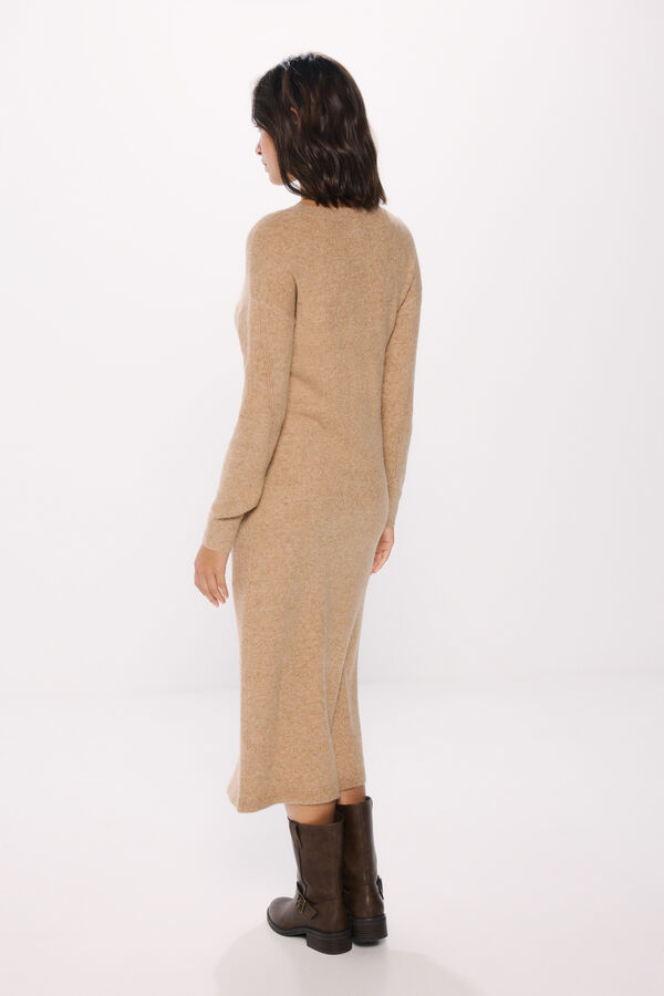 Springfield Vestido midi punto pointelle nude