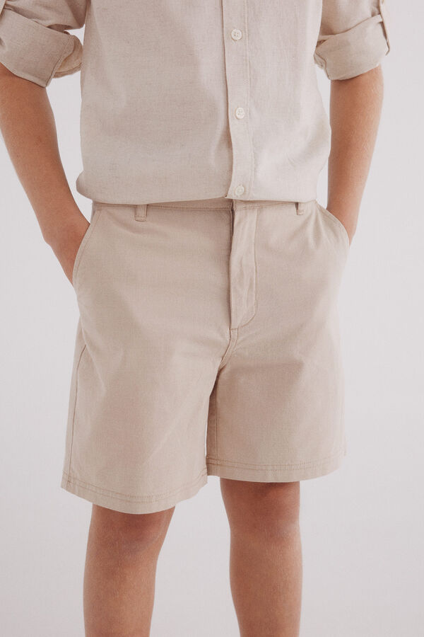 Springfield Kids Bermudas estructura cuadrille ni&ntilde;o beige