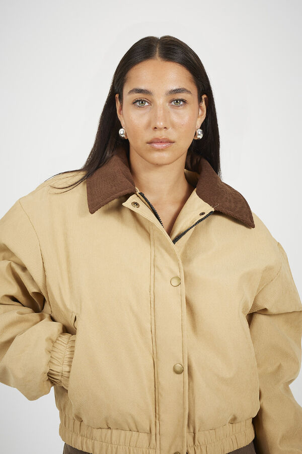 Brave Soul Chaqueta bomber con cuello pana beige