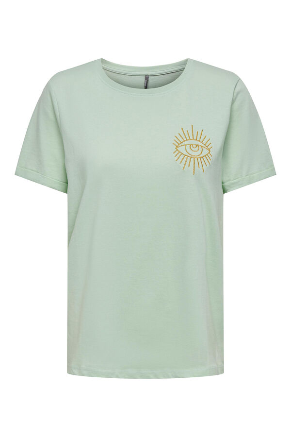 Only Camiseta con bordado verde