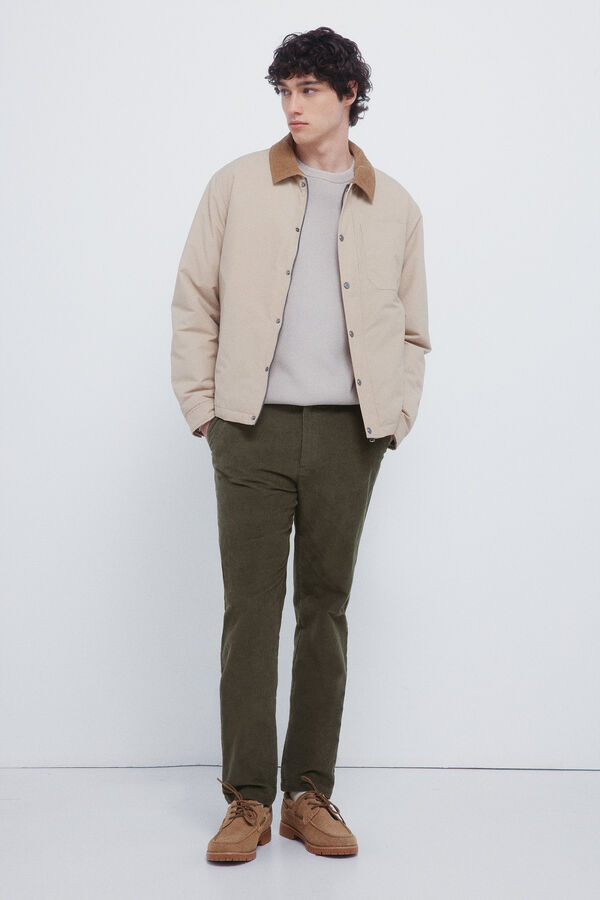 Springfield Pantal&oacute;n chino micro pana slim fit kaki