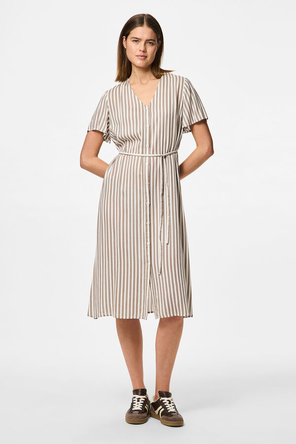 Pieces Vestido midi floral cinzento