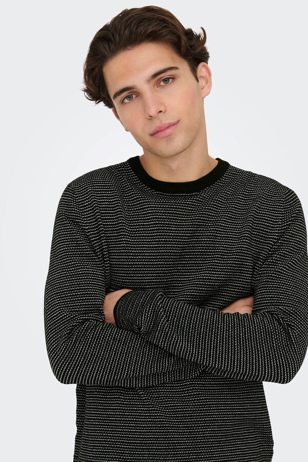 Only & Sons Jersery cuello redondo cl&aacute;sico negro