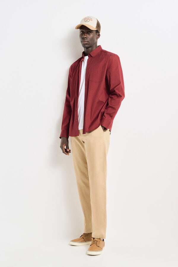 Springfield Camisa social de tecido el&aacute;stico vermelho