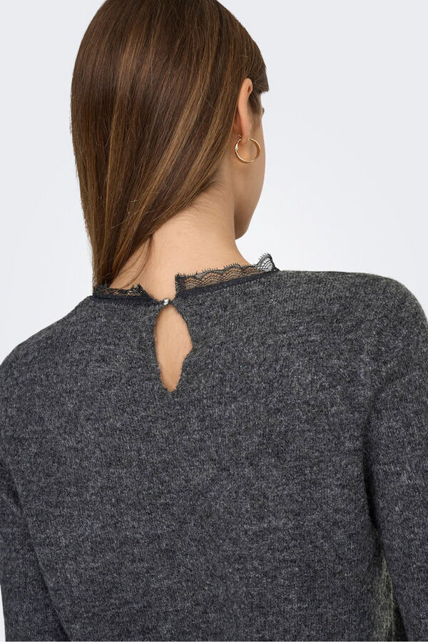 Only Jersey detalle encaje gris