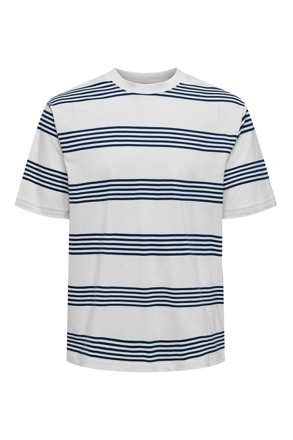 Only & Sons T-shirt estampada riscas branco