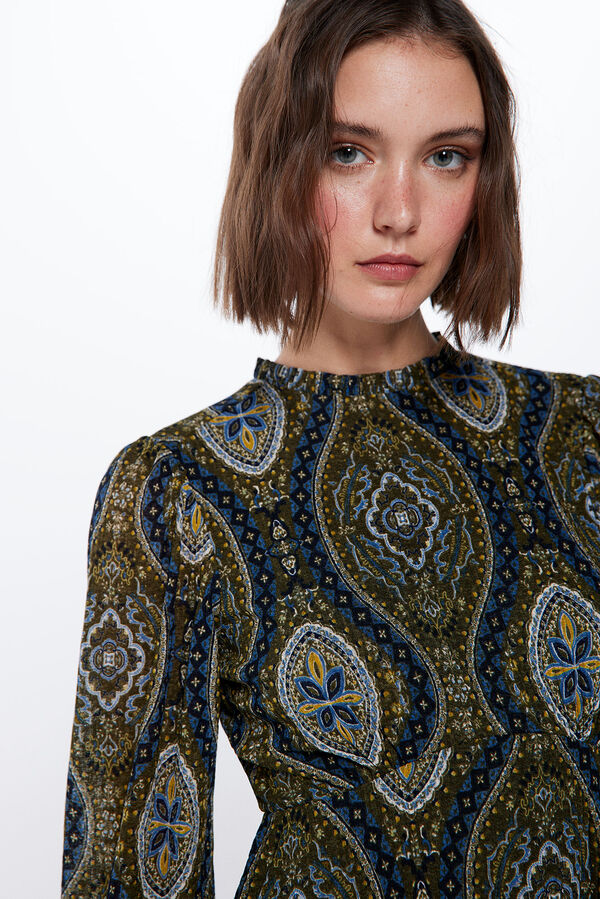 Springfield Vestido Corto Estampado Boho azul