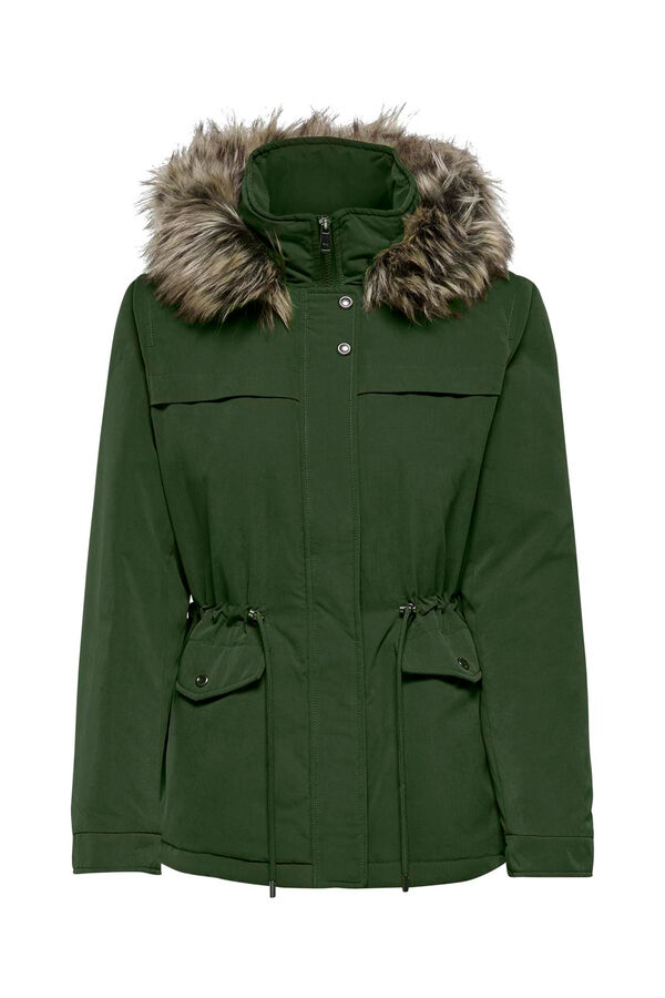 Only Parka con capucha con pelo verde