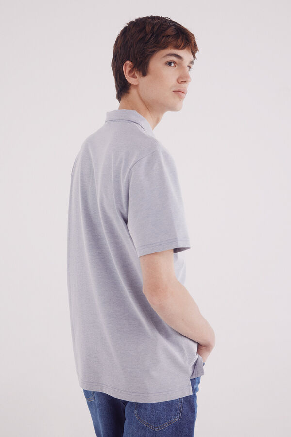 Springfield Camisa polo piqué estruturada bicolor de corte regular fit azul