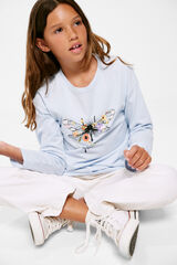 Springfield T-shirt com libélula para menina marinho mistura