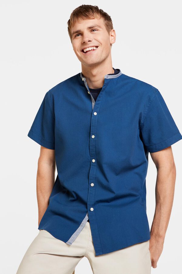 Springfield Camisa manga corta dobby mao azul medio