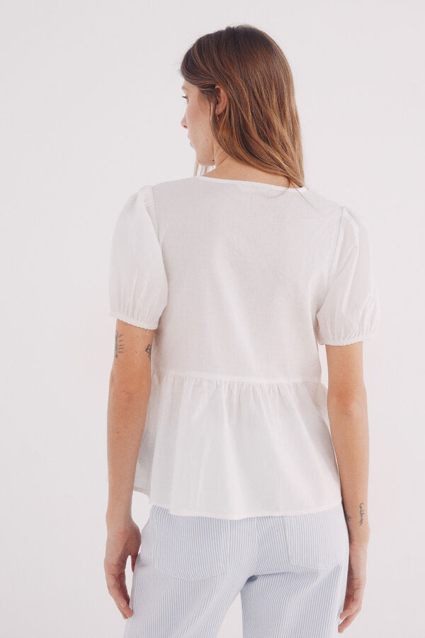 Springfield Blusa decote rendado cru