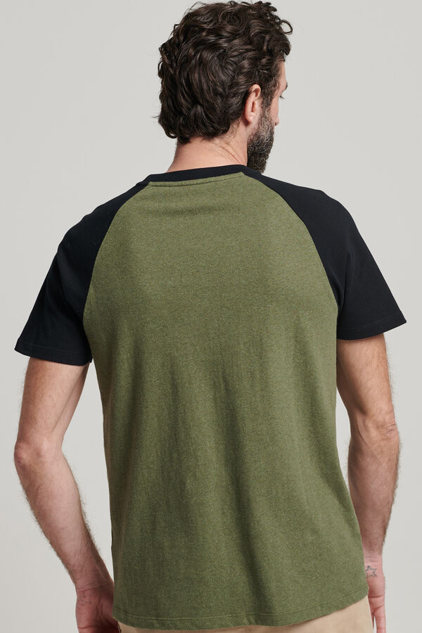 Springfield Camiseta de algodón orgánico mangas raglán y logo Vintage kaki oscuro