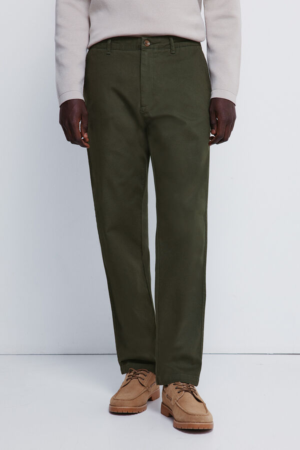 Springfield Pantal&oacute;n chino dobby comfort fit kaki