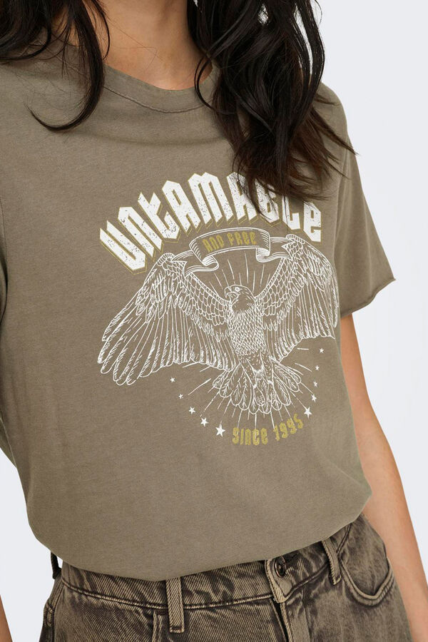 Only Camiseta com letras cinzento