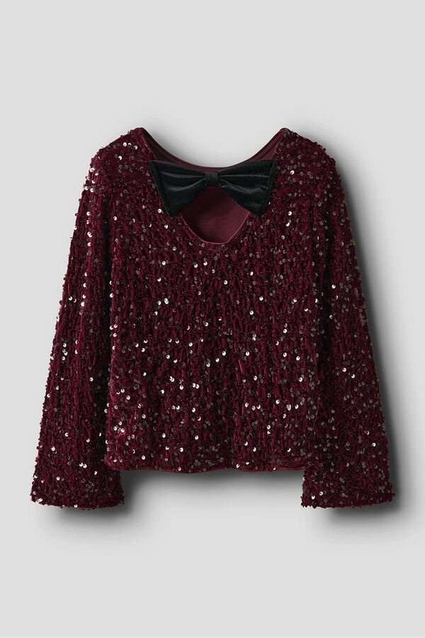 Name It Top de lentejuelas y terciopelo de ni&ntilde;a morado/lila