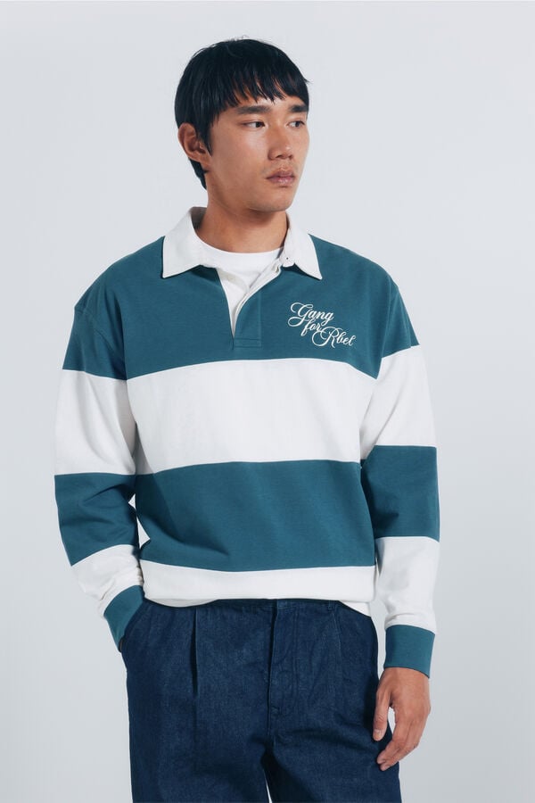 Springfield Polo rugby manga comprida azul