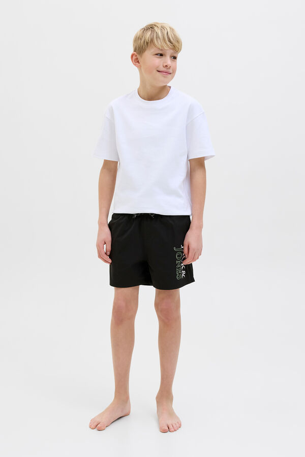 Jack & Jones Junior Shorts de banho com estampado de logo preto