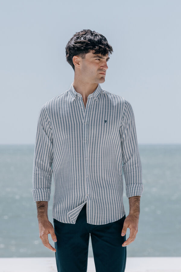 Celopman Camisa cuadrill&eacute; rayas azul