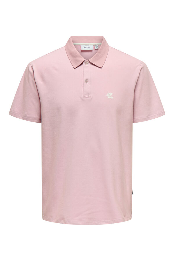 Only & Sons Herren- Poloshirt mit regular fit Passform. rosa