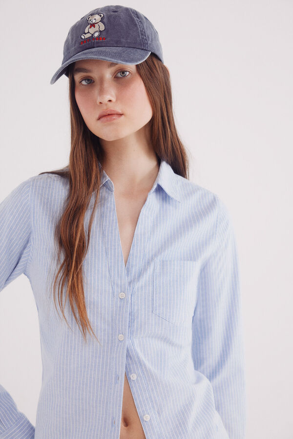 Springfield Camisa Oxford cuello abierto azul