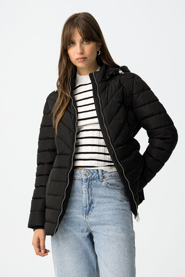 Tiffosi Casaco acolchoada com capuz remov&iacute;vel preto