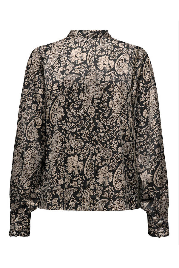 Only Blusa de cetim com la&ccedil;o castanho