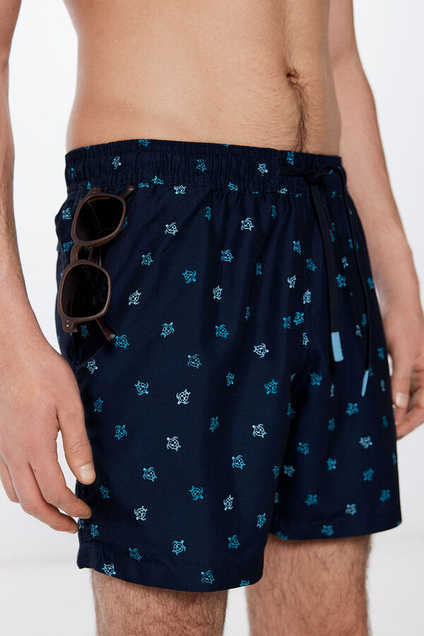 Springfield Ba&ntilde;ador estampado tortugas azul