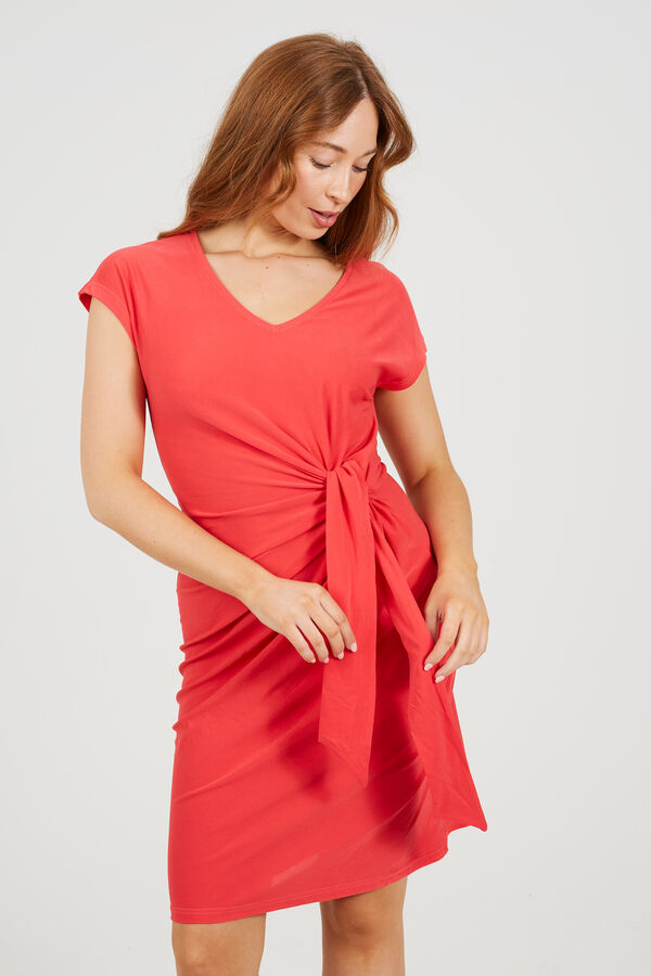 Brave Soul Vestido manga curta com la&ccedil;ada borgonha