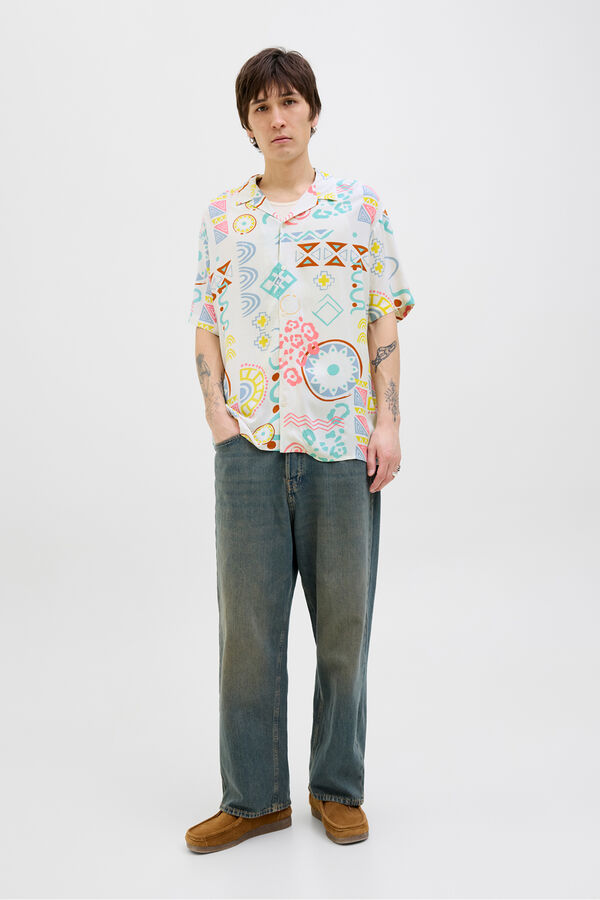 Jack & Jones Camisa relaxed fit estampada blanco