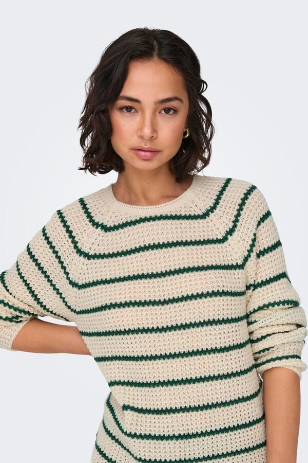 JDY Camisola &agrave;s riscas branco