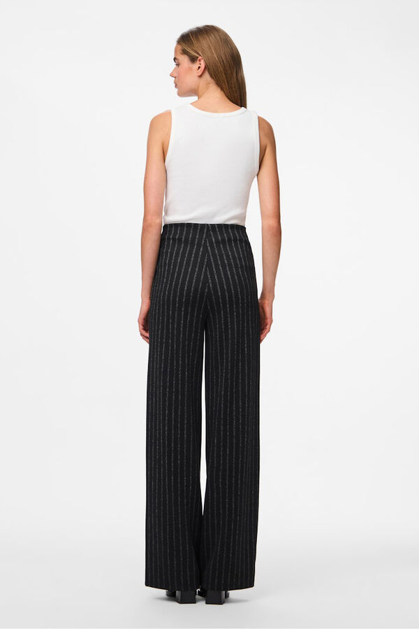 Pieces Pantal&oacute;n rayas tiro alto recto negro