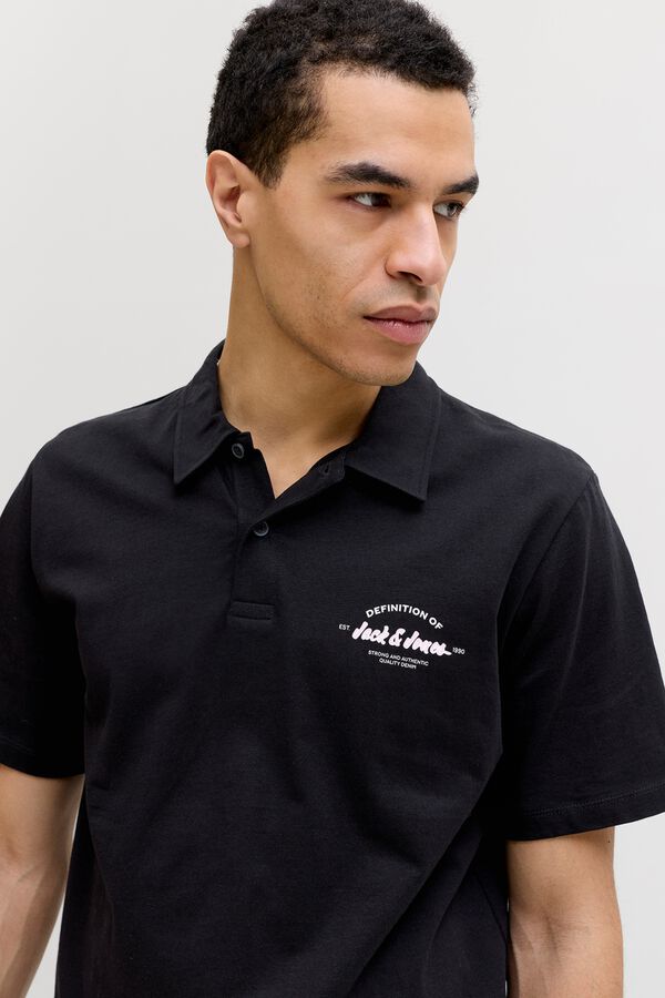 Jack & Jones Polo regular fit em algod&atilde;o preto