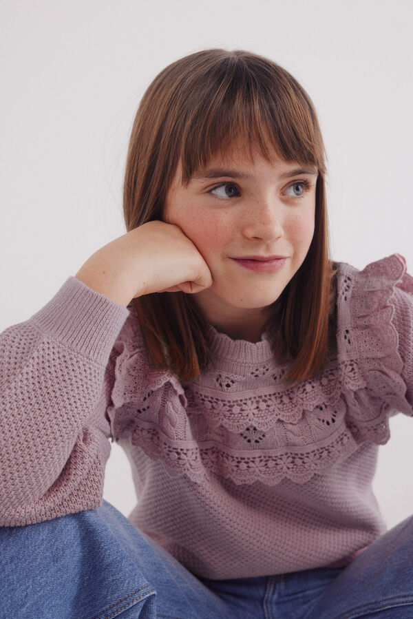 Springfield Kids Su&eacute;ter de menina com babados rosa