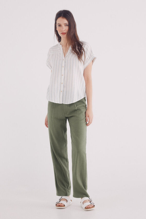 Springfield Blusa de decote linho com decote em V cru