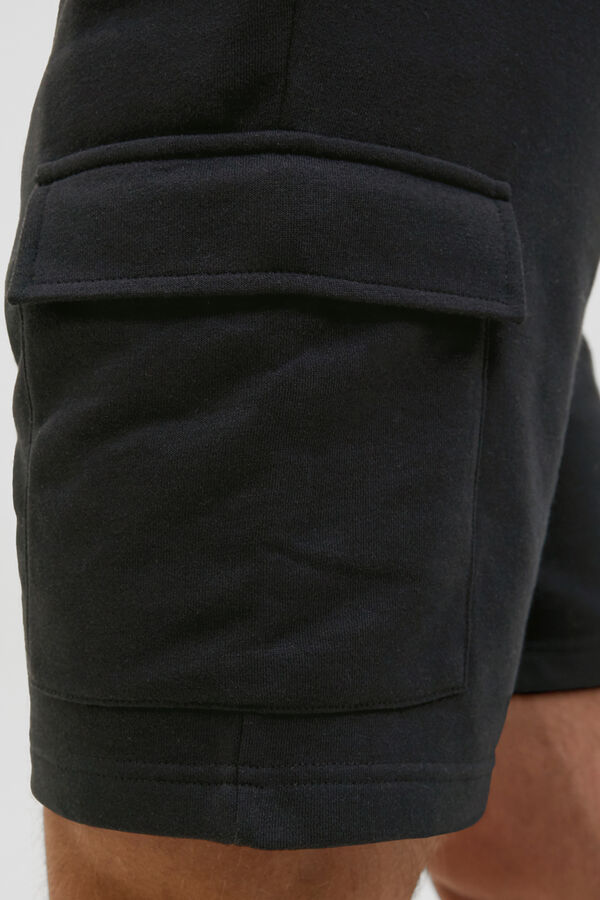 JJ REBEL Bermuda cargo em felpa regular fit preto